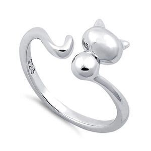 Sterling Silver Plain Bubble Cat Ring New